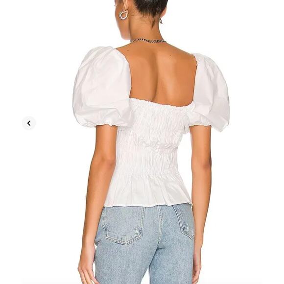 ASTR The Label Savina White Puff Sleeve Smocked Top - Size L - Picture 2 of 6